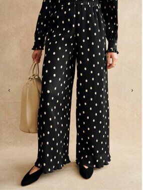 NWT Sezane Syra Polka-Dot Pleated Trousers - Size 8 (FR 40)